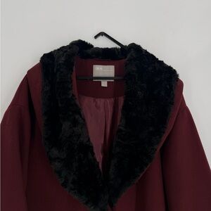 Vintage ASOS Faux Fur Collar Shearling Patch Pocket Single Breasted Vintage Coat